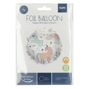 Folat bv folieballon happy birthday unicorns 45cm.