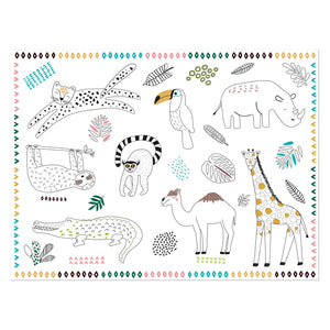 Folat bv inkleurbare placemats wilde dieren 6st.