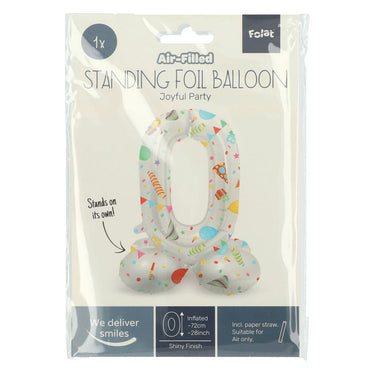 Folat bv staande folieballon joyful party cijfer 0 -72cm