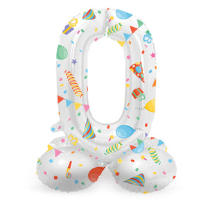 Folat bv staande folieballon joyful party cijfer 0 -72cm