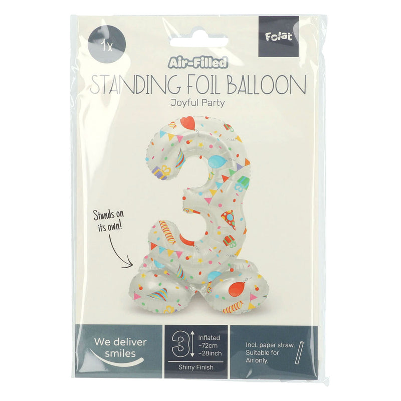 Load image into Gallery viewer, Folat bv staande folieballon joyful party cijfer 3 -72cm
