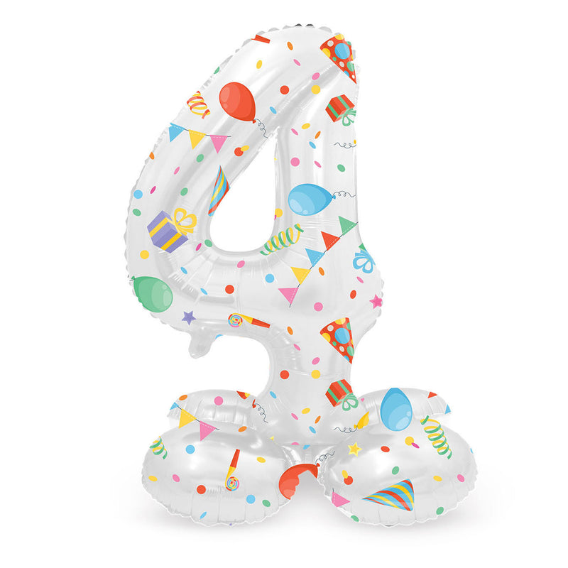 Load image into Gallery viewer, Folat bv staande folieballon joyful party cijfer 4 -72cm
