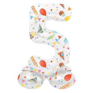 Folat bv staande folieballon joyful party cijfer 5 -72cm