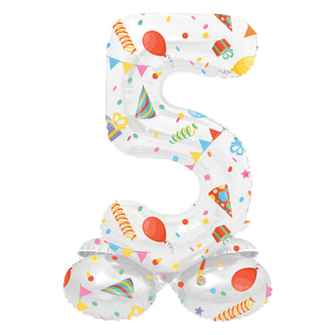 Folat bv staande folieballon joyful party cijfer 5 -72cm