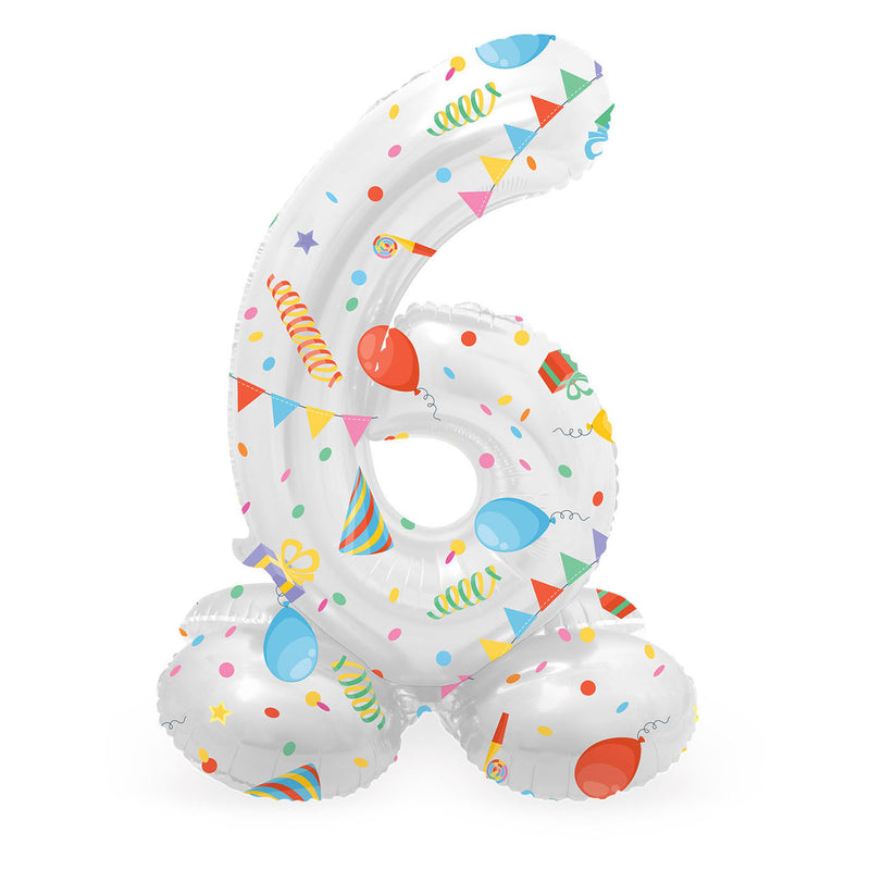 Load image into Gallery viewer, Folat bv staande folieballon joyful party cijfer 6 -72cm
