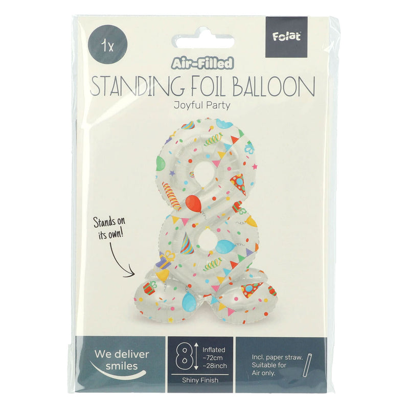 Load image into Gallery viewer, Folat bv staande folieballon joyful party cijfer 8 -72cm
