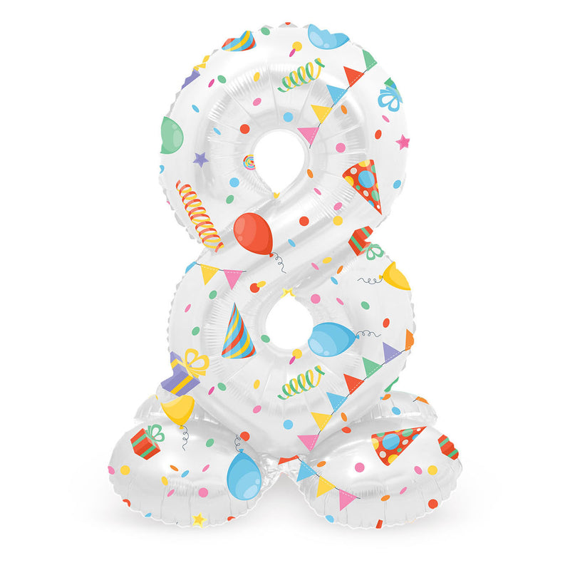 Load image into Gallery viewer, Folat bv staande folieballon joyful party cijfer 8 -72cm
