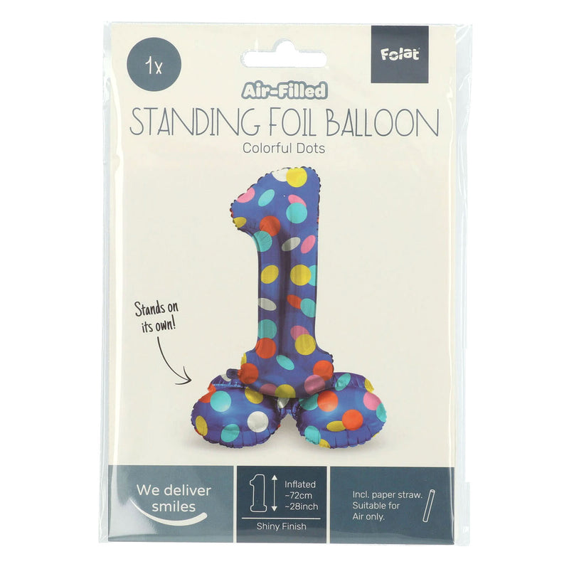 Load image into Gallery viewer, Folat bv staande folieballon colorful dots cijfer 1 - 72cm
