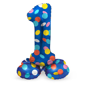 Folat bv staande folieballon colorful dots cijfer 1 - 72cm