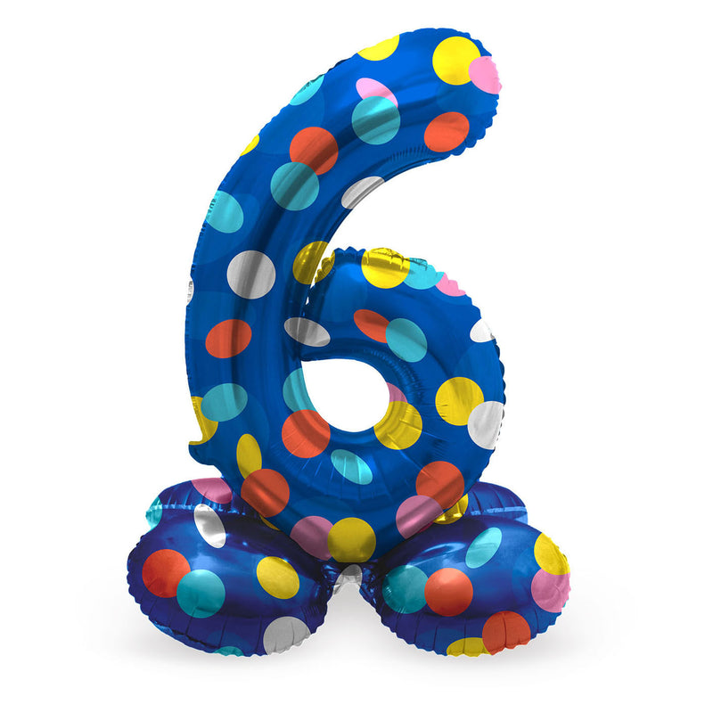 Load image into Gallery viewer, Folat bv staande folieballon colorful dots cijfer 6 - 72cm
