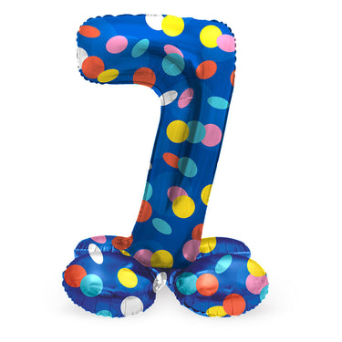 Folat bv staande folieballon colorful dots cijfer 7 - 72cm