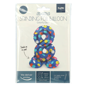 Folat bv staande folieballon colorful dots cijfer 8 - 72cm