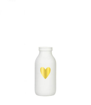 Ideas 4 seasons fles vaas glas wit met gouden hart ã˜4.8xh10,4cm