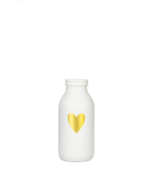 Ideas 4 seasons fles vaas glas wit met gouden hart ã˜4.8xh10,4cm