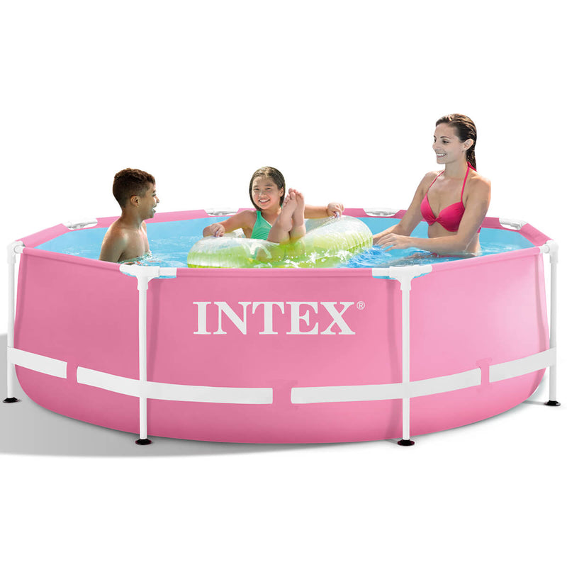 Load image into Gallery viewer, Intex Pink Metal Frame zwembad 244 x 76 cm met filterpomp
