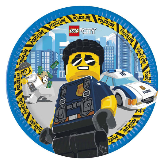 Globos papieren bordjes fsc lego city, 8st.