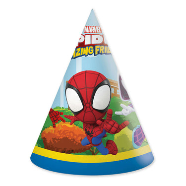 Globos papieren hoedjes fsc spidey, 6st.