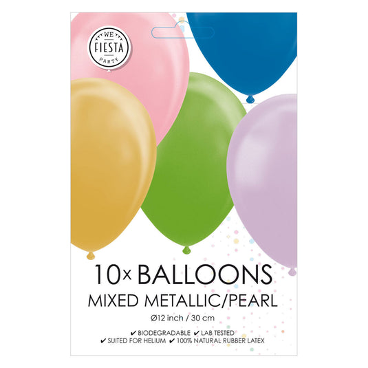 Globos ballonnen metallic pearl mix kleuren 30cm, 10st.
