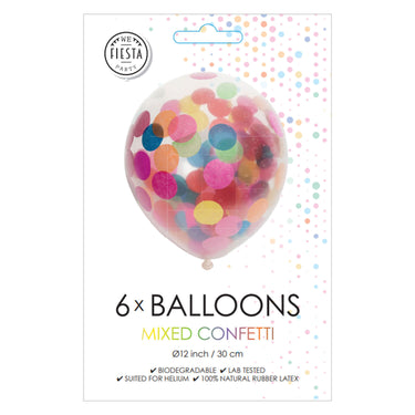 Globos confetti ballonnen papieren confetti mix 30cm, 6st.