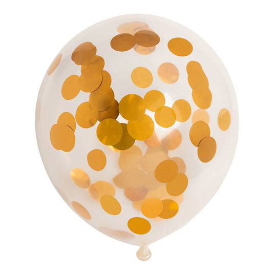 Globos confetti ballonnen papieren confetti metallic goud 30cm, 6st.