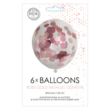Globos confetti ballonnen papieren confetti metallix rose goud, 6st.