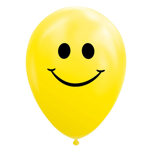 Globos ballonnen smile geel 30cm, 8st.