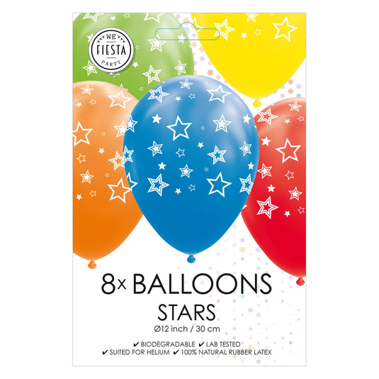 Globos ballonnen sterren mix kleuren 30cm, 8st.