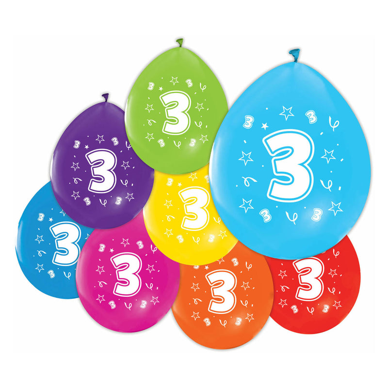 Load image into Gallery viewer, Globos ballonnen 2-zijdig geprint cijfer 3, 8st.
