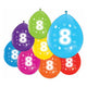 Globos ballonnen 2-zijdig geprint cijfer 8, 8st.