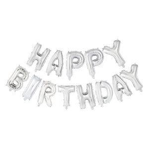 Globos folieballon tekst happy birthday zilver