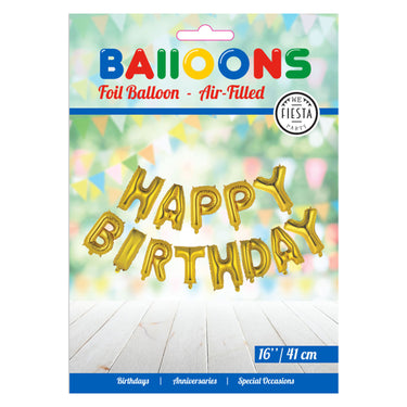 Globos folieballon tekst happy birthday goud