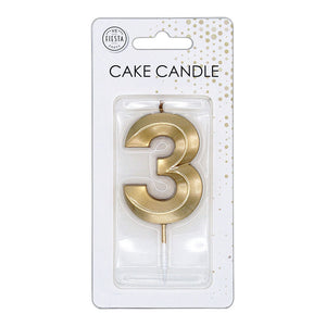 Globos taartkaars 6cm metallic goud no. 3