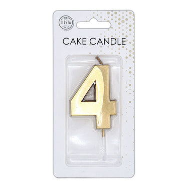 Globos taartkaars 6cm metallic goud no. 4