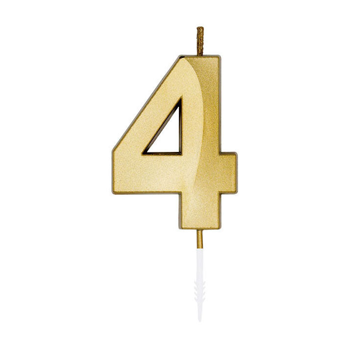 Cargue la imagen en el visor de la galería, Globos taartkaars 6cm metallic goud no. 4
