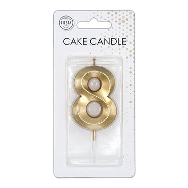Globos taartkaars 6cm metallic goud no. 8