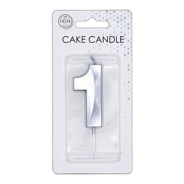 Globos taartkaars 6cm metallic zilver no.1