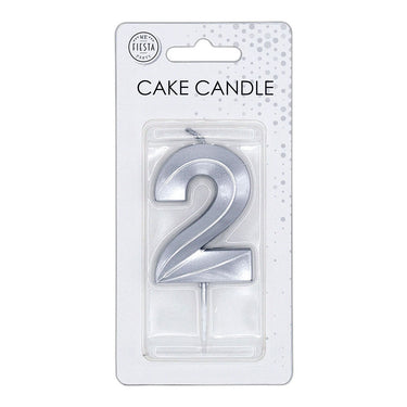 Globos taartkaars 6cm metallic zilver no.2