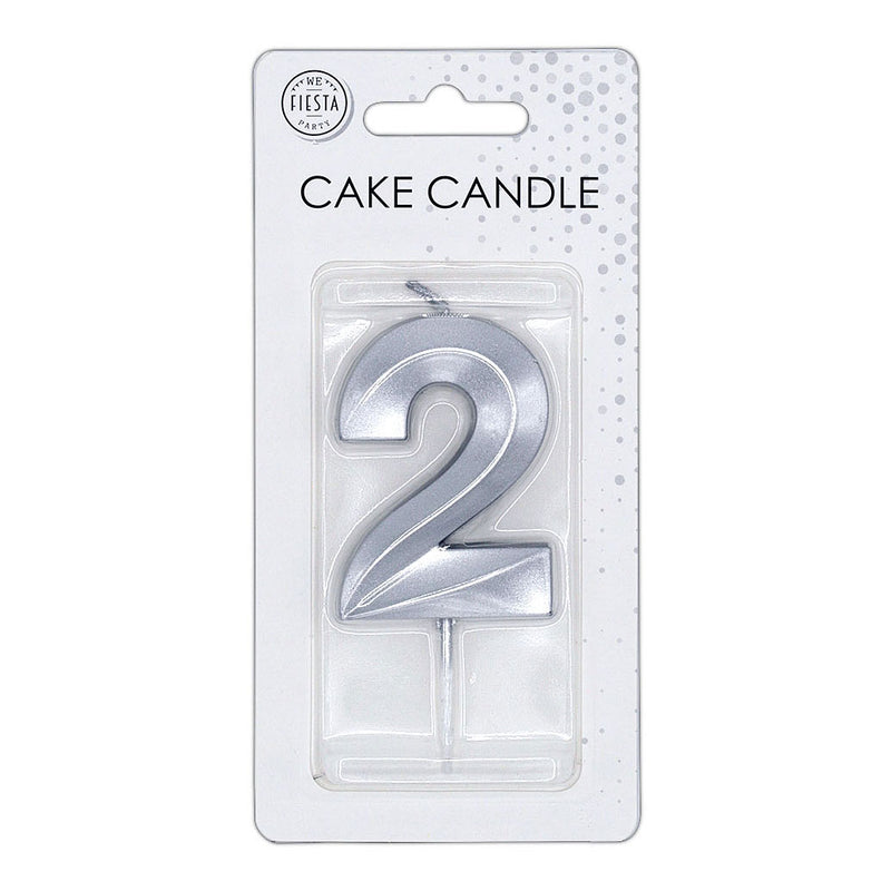 Cargue la imagen en el visor de la galería, Globos taartkaars 6cm metallic zilver no.2
