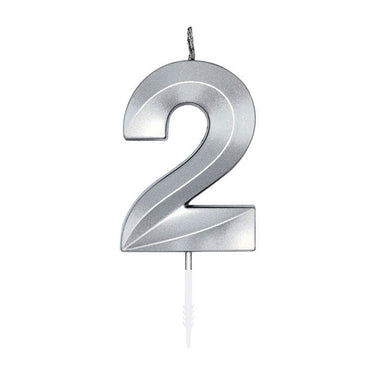 Globos taartkaars 6cm metallic zilver no.2