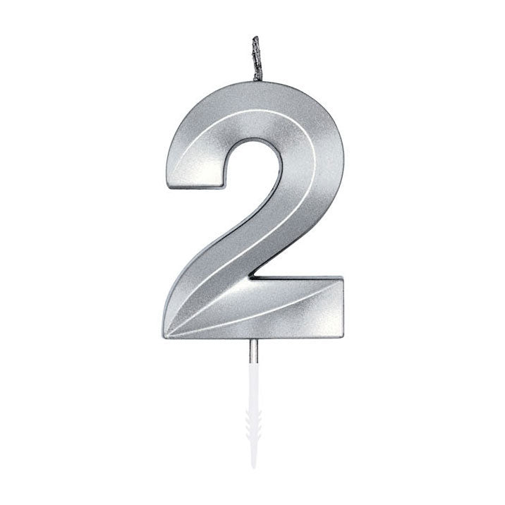 Cargue la imagen en el visor de la galería, Globos taartkaars 6cm metallic zilver no.2
