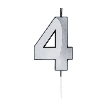 Globos taartkaars 6cm metallic zilver no.4