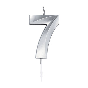 Globos taartkaars 6cm metallic zilver no.7