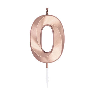 Globos taartkaars 6cm metallic rose goud no. 0