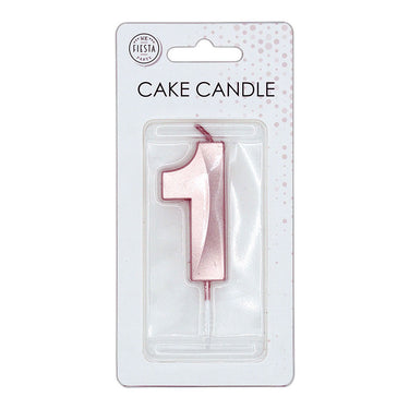 Globos taartkaars 6cm metallic rose goud no. 1
