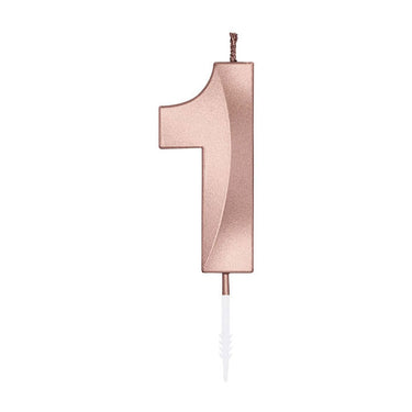 Globos taartkaars 6cm metallic rose goud no. 1