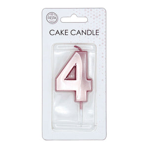 Globos taartkaars 6cm metallic rose goud no. 4