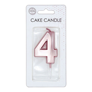Globos taartkaars 6cm metallic rose goud no. 4