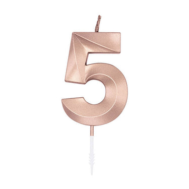 Globos taartkaars 6cm metallic rose goud no. 5