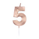 Globos taartkaars 6cm metallic rose goud no. 5
