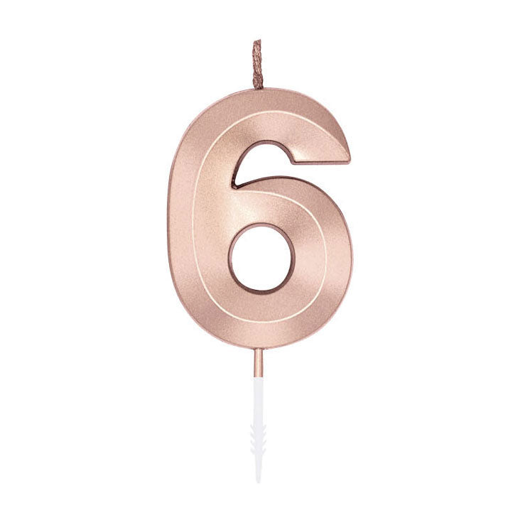 ギャラリービューアに画像をロードする, Globos taartkaars 6cm metallic rose goud no. 6
